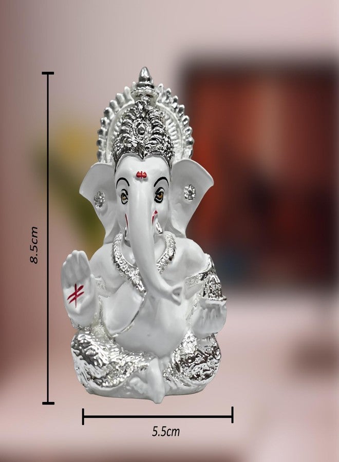 Diviniti 999 Silver Plated Lord Ganesha Idol for Temple, Puja Room, Home Decor, Gifting| Murti Ganpati Idol for Peace, Prosperity, Positive Energy, Good Luck, Success (8.89 x 5.08 cm) - Image 2
